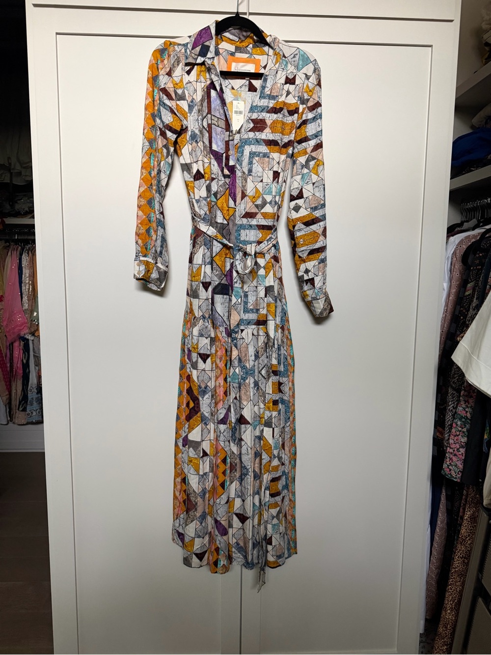 Anthropologie Flounced abstract maxi NWT